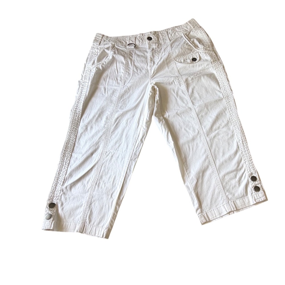 Style & Co Womens White Cargo Capri Pants Size 10 Stretch Utility Cropped Pants